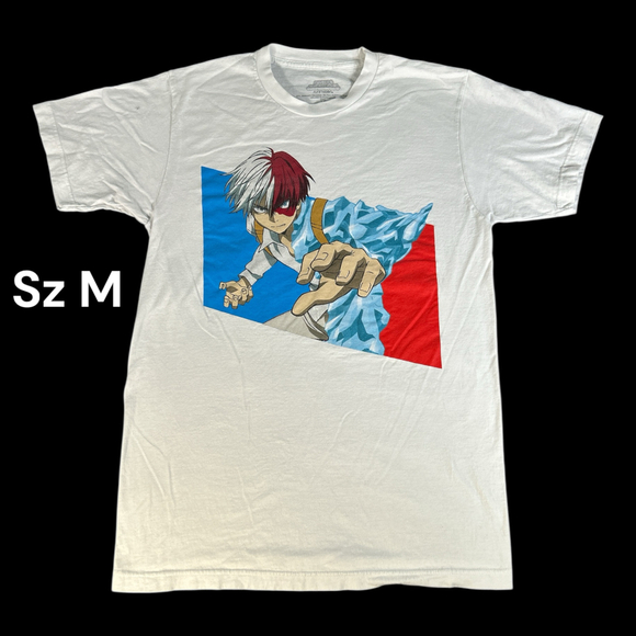 My Hero Academia Shoto Todoroki Anime T-Shirt Short Sleeve White Sz M - Picture 1 of 4